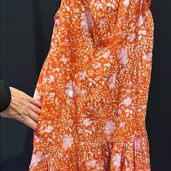 NWOT Cost Plus World Market Spring /Summer Orange Floral Women's Dress S/M - Picture 3 of 7